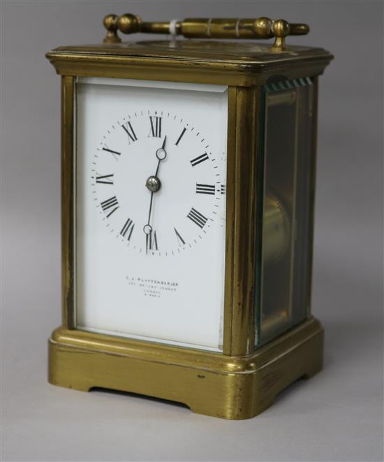 An Edwardian brass carriage clock, 13cm